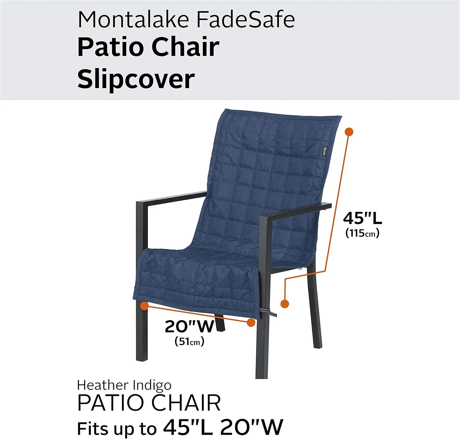 Classic Accessories Montlake Water-Resistant 45 Inch Patio Chair Slipcover, Heather Indigo, Patio Furniture Covers