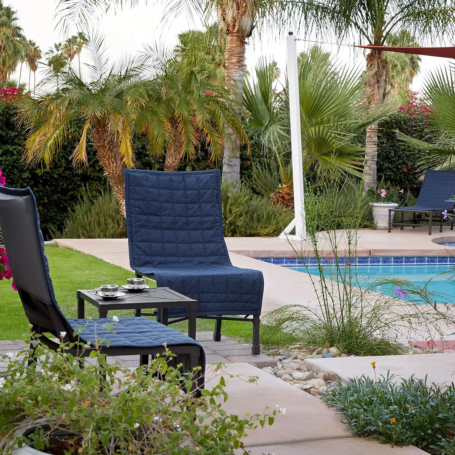 Classic Accessories Montlake Water-Resistant 45 Inch Patio Chair Slipcover, Heather Indigo, Patio Furniture Covers