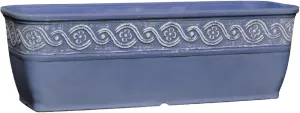 Classic Home and Garden Corinthian Rectangular Planter Box w/Drain Plug - Small Succulent Pots for Window Sills & More - Shallow Trough Planter for Indoor Outdoor Use (10”, Slate Blue, Pack of 1)