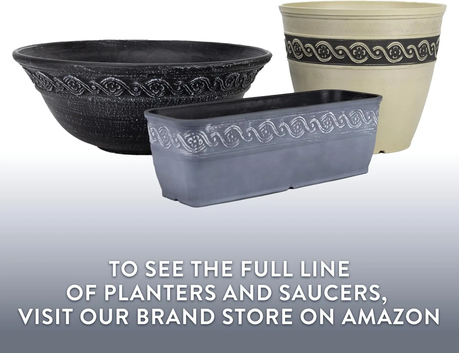 Classic Home and Garden Corinthian Rectangular Planter Box w/Drain Plug - Small Succulent Pots for Window Sills & More - Shallow Trough Planter for Indoor Outdoor Use (10”, Slate Blue, Pack of 1)