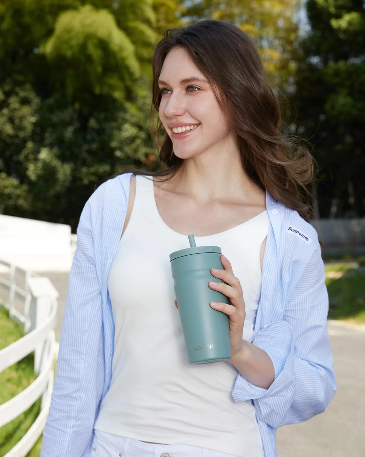 COKTIK 16oz Insulated Tumbler with Lid and Straw 2 Lids (Straw/Flip) Iced Coffee Cup Reusable Stainless Steel Travel Mug Water Bottle Cupholder Friendly for Women Men Her Him (Bay Leaf)