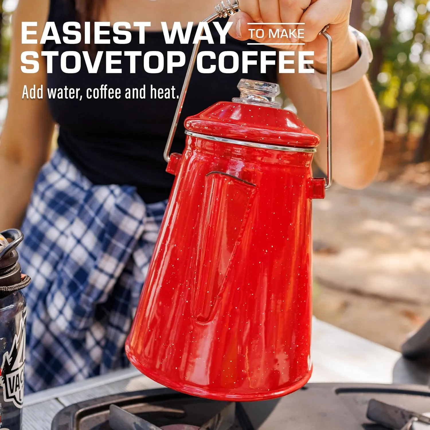 COLETTI Classic Percolator Coffee Pot — Camping Coffee Percolator, Campfire Coffee Pot – Camping Percolator for Groups — Brew for the Whole Campsite (Red, 12 Cup)