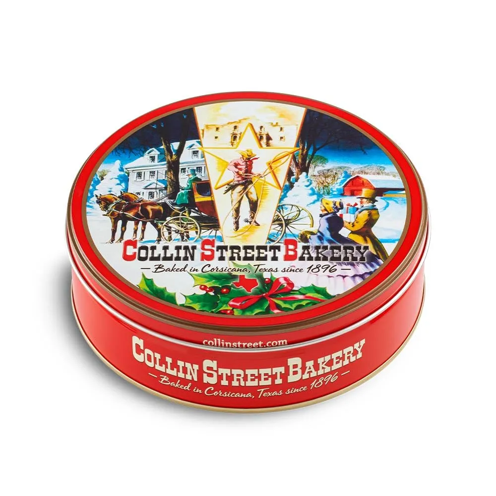 Collin Street Bakery DeLuxe® Fruitcake in Collectible Gift Tin - 101 Regular Size 7” Cake with Pecans, Cherries, Pineapple, Papaya, Raisins, & Honey