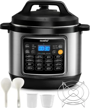 COMFEE' 16 in 1 Electric Pressure Cooker Olla de Presion Non-Stick Pot Yogurt Maker Rice Slow Saute Steamer 8 Quarts Stainless Steel