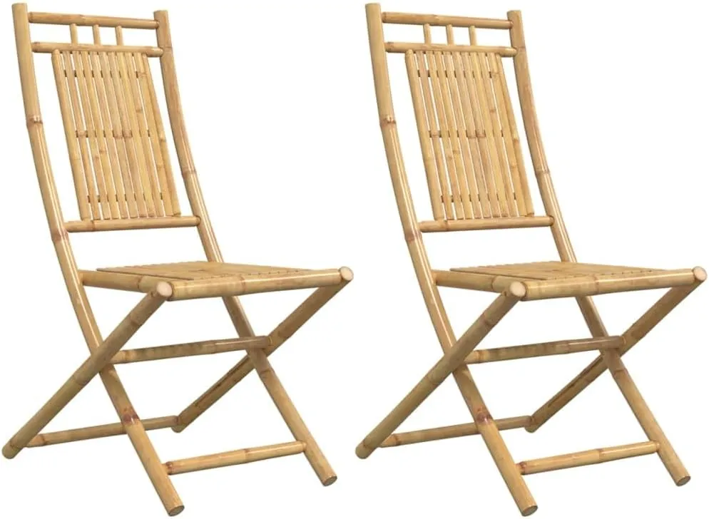 Comfortable Chair Dining Chairs Lawn Chairs Kitchen Chairs - Folding Patio Chairs 2 pcs 18.1"x26"x39" Bamboo for Campsites Garden Outside Terrace