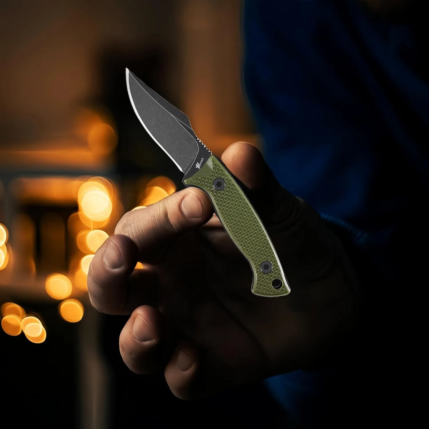 Compact 2.4' Fixed-blade Neck Knife With Razor-sharp D2 Stainless Steel, Dark Stonewash Finish, K Sheath, Belt Mount, And Superior G-10 Handle Scales For Comfortable, Convenient Carry(Green)
