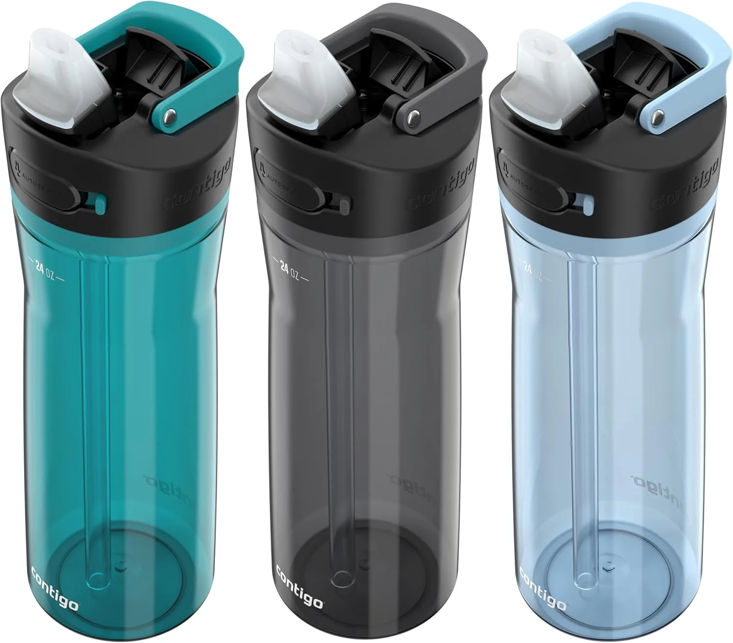Contigo AUTOSPOUT Water Bottle 24 oz Leakproof Design Juniper/Sake/Glacier 3-Pack