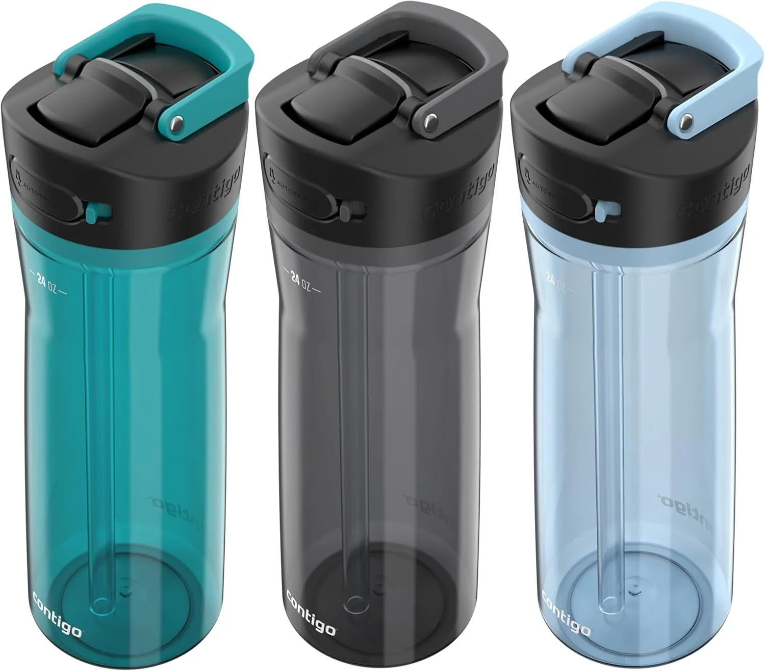 Contigo AUTOSPOUT Water Bottle 24 oz Leakproof Design Juniper/Sake/Glacier 3-Pack