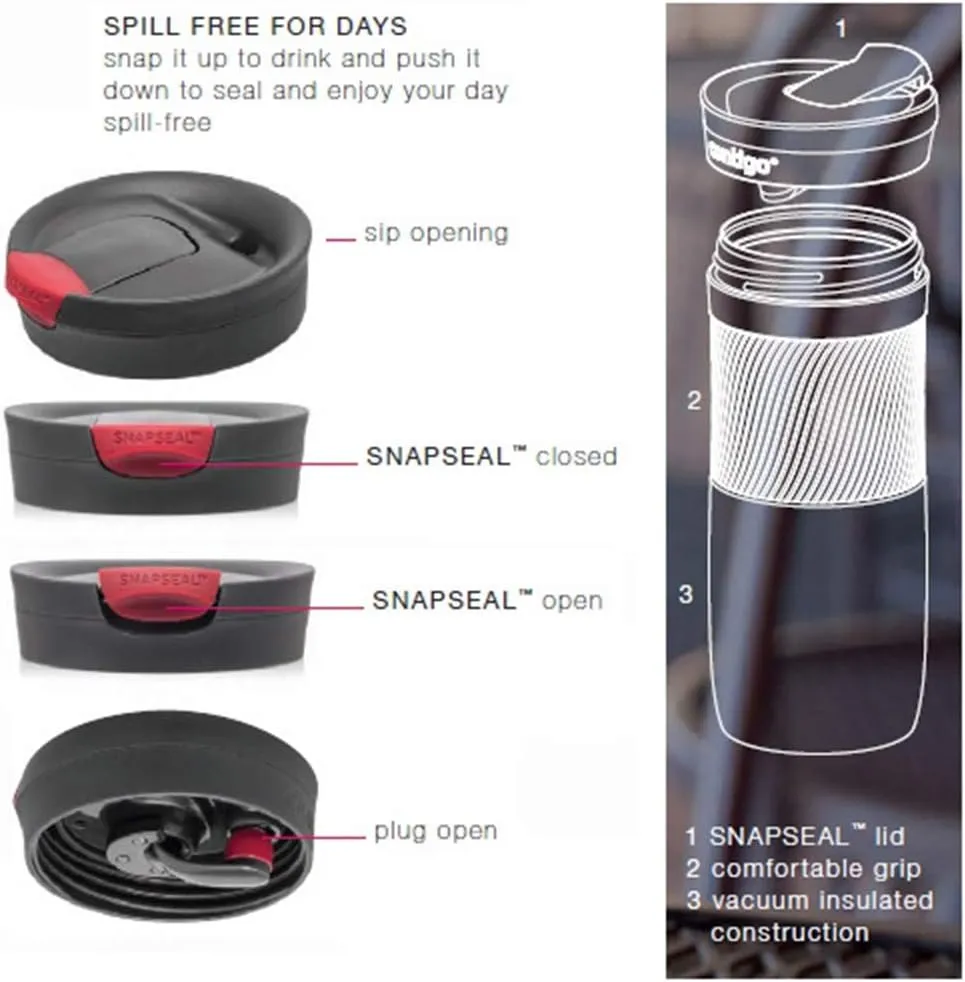 Contigo Byron Snapseal Travel Mug, Stainless Steel Thermal mug, vacuum flask, leakproof tumbler, coffee mug with BPA free Easy-Clean Lid, 470 ml, Biscay Bay