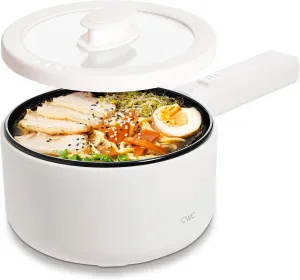 COOK WITH COLOR Electric Hot Pot, 1.6L Mini Cooker, 700W Power, Non-Stick Surface, Thermal Cut-Out Protection, Perfect for Rice, Noodles, Soups, Stews, Dorms, Apartments, and Small Kitchens, Cream