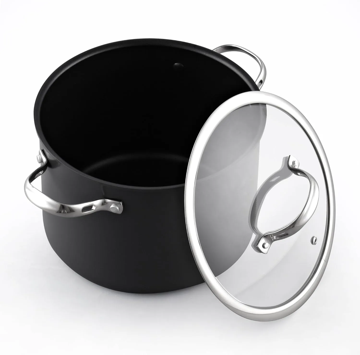 Cooks Standard Stockpot Dutch Oven Casserole with Glass Lid, 8-Quart Classic Hard Anodized Nonstick Soup Pot, Black
