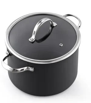 Cooks Standard Stockpot Dutch Oven Casserole with Glass Lid, 8-Quart Classic Hard Anodized Nonstick Soup Pot, Black