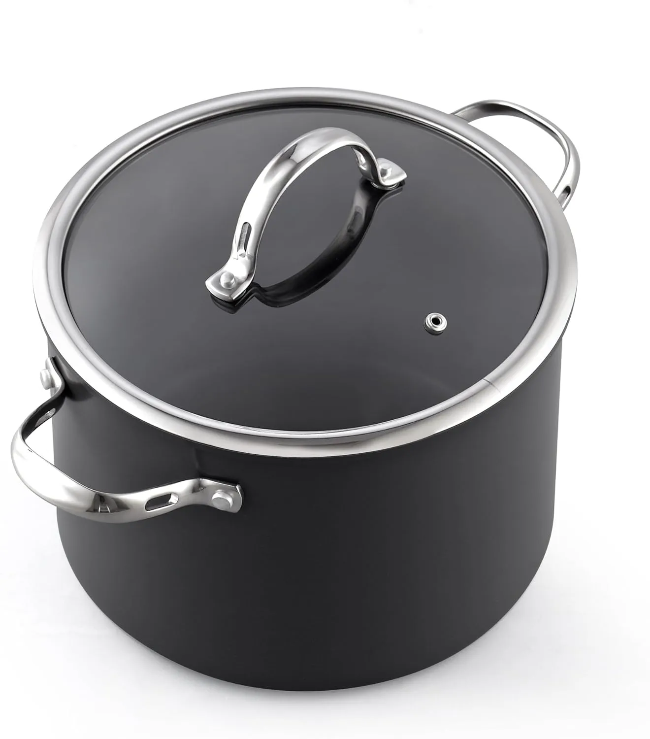 Cooks Standard Stockpot Dutch Oven Casserole with Glass Lid, 8-Quart Classic Hard Anodized Nonstick Soup Pot, Black