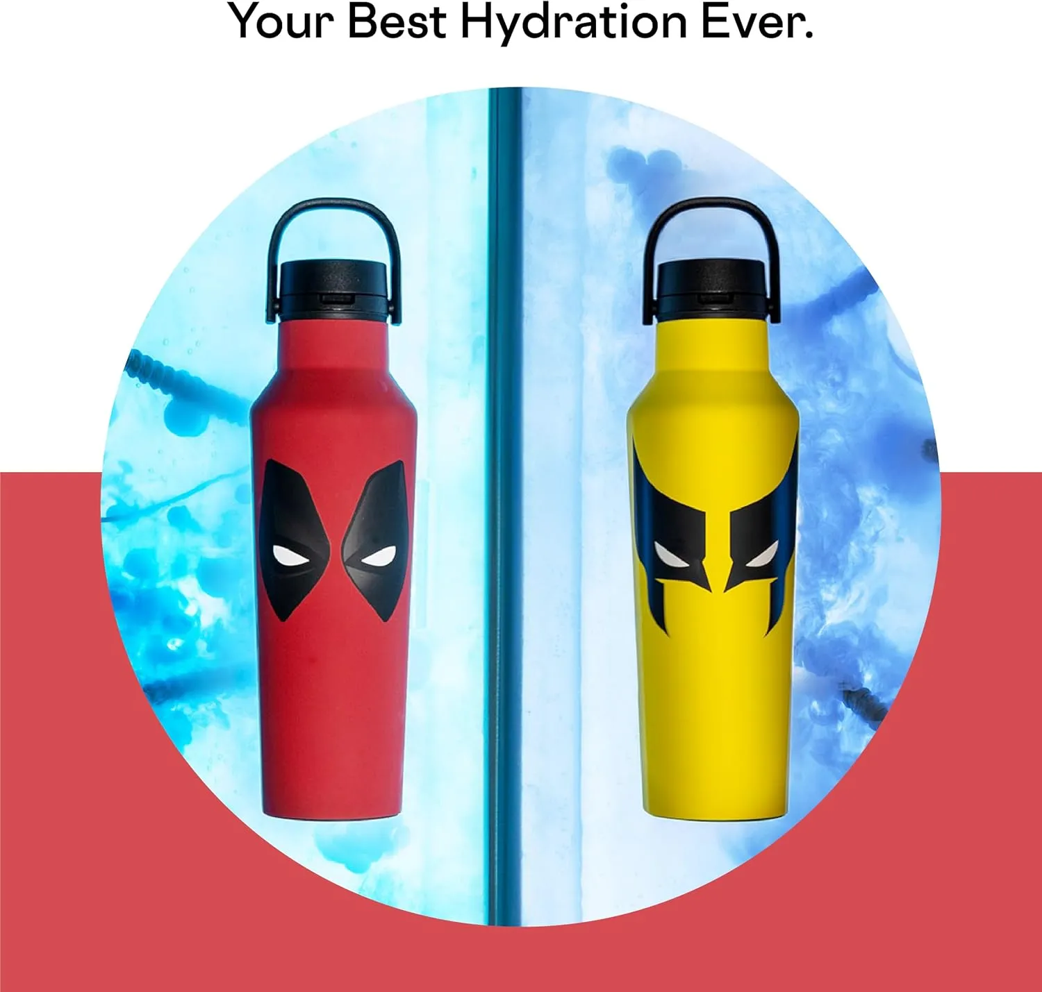 Corkcicle x Marvel Deadpool Insulated Canteen, 20 oz – Water Bottle Keeps Drinks Cold 25hrs, Hot 12hrs – Cupholder Friendly Tumbler with Screw-On Cap