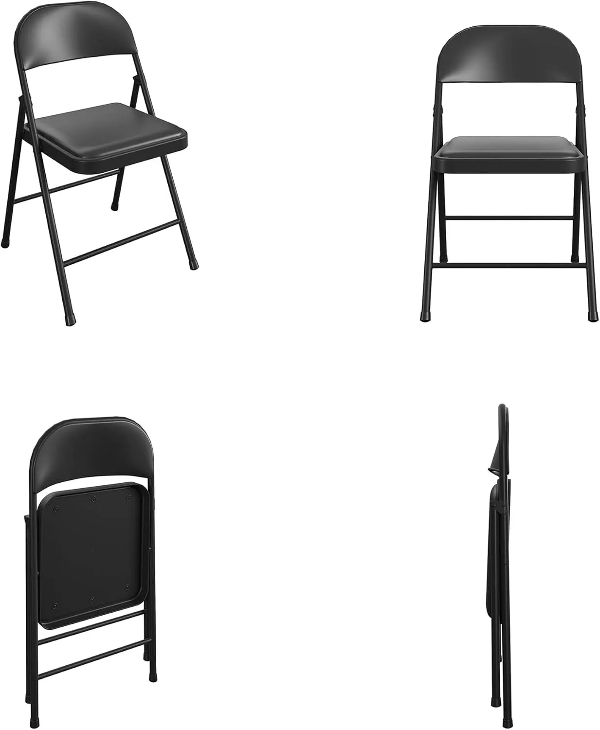 COSCO SmartFold Vinyl Folding Chair, 4-Pack, Black