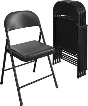 COSCO SmartFold Vinyl Folding Chair, 4-Pack, Black