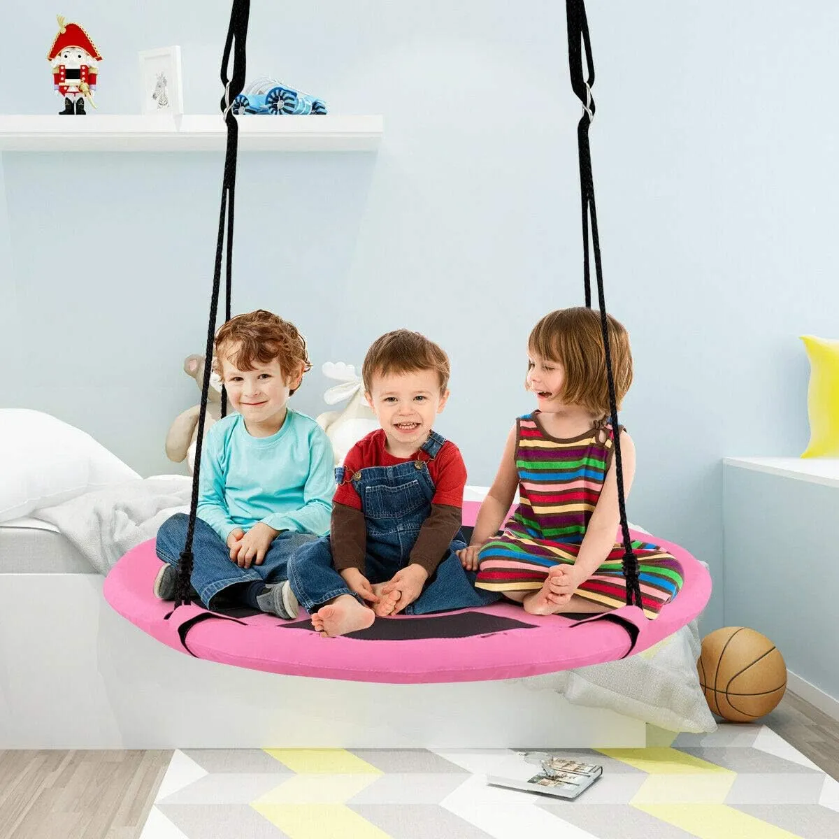 Costzon 2 in 1 Kids Detachable Hanging Chair Swing Tent Set, Hammock Nest Pod Hanging Swing Seat for Boys/Girls, Children Outdoor Indoor Swing Play House with Play Tent, Max Capacity 330 LBS (Pink)