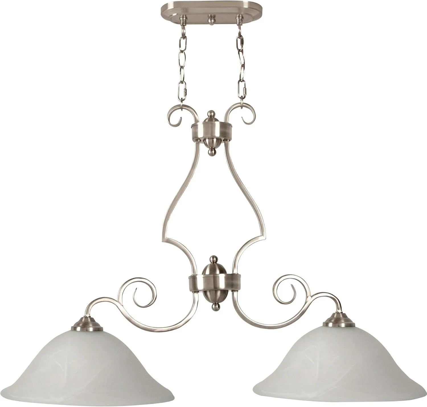 Craftmade 7136BNK2 Cecilia Chandelier Lighting, 2-Light, 120 Watts, Brushed Polished Nickel (13" W x 24" H)