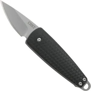 CRKT Dually Folding Carry Knife: Plain Edge Folder with Slip Joint - Everyday Carry Folded Knife, Black Glass Reinforced Nylon Handle with Lanyard Hole, Bottle Opener 7086
