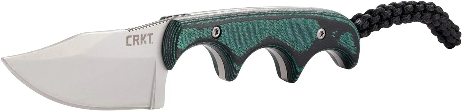 CRKT Minimalist Bowie Neck : Compact Fixed Blade Knife, Folts Utility with Bead Blast Blade, Resin Infused Fiber Handle, and Sheath 2387