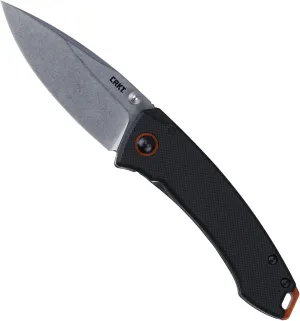 CRKT Tuna Compact EDC Pocket Knife: Everyday Carry Plain Edge Folder, IKBS Ball Bearings, Thumb Stud Open, Frame Lock with G10 Handle 2522,Gray/Black