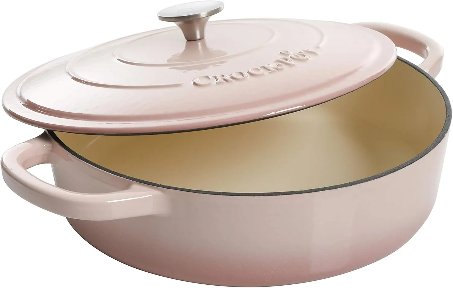 Crock Pot - 125300.02r Crock Pot Artisan Enameled Cast Iron Braiser W/Lid, 5-Quart, Blush