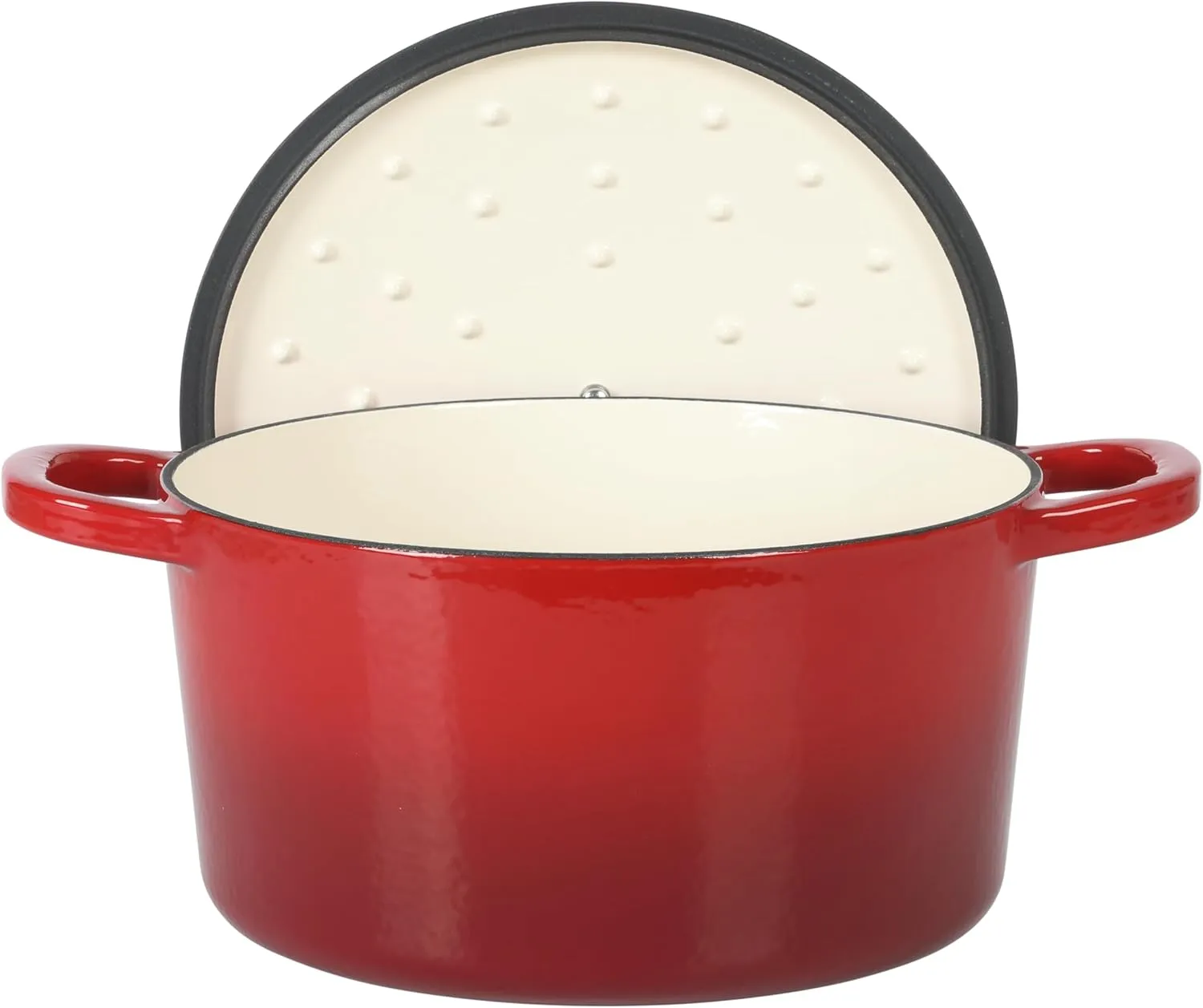 Crock Pot Artisan 6-Quart Round European Enameled Cast Iron Dutch Oven Pot With Lid -Gradient Red