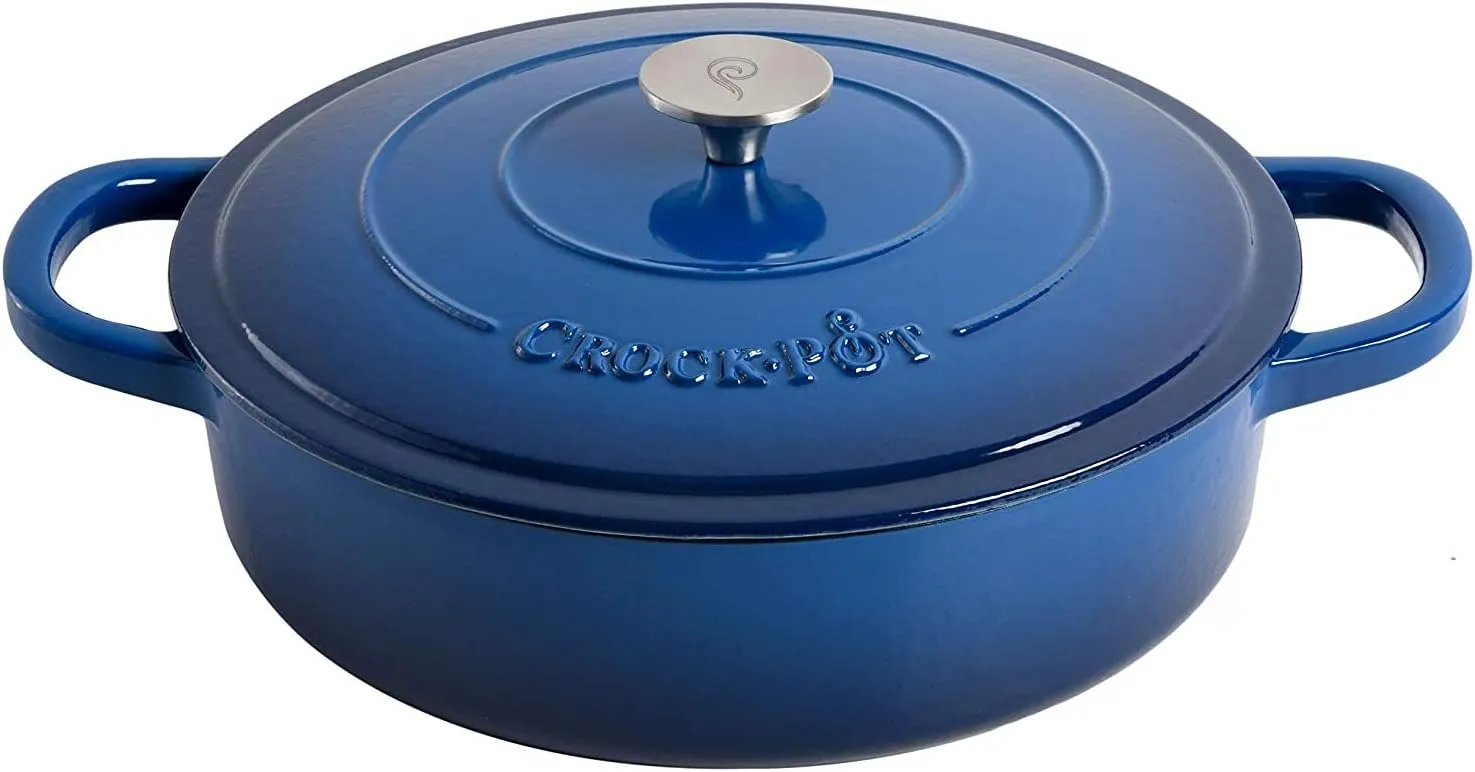Crock-Pot Crock Pot Artisan Enameled Cast Iron Braiser W/Lid, 5 Quart, Sapphire Blue