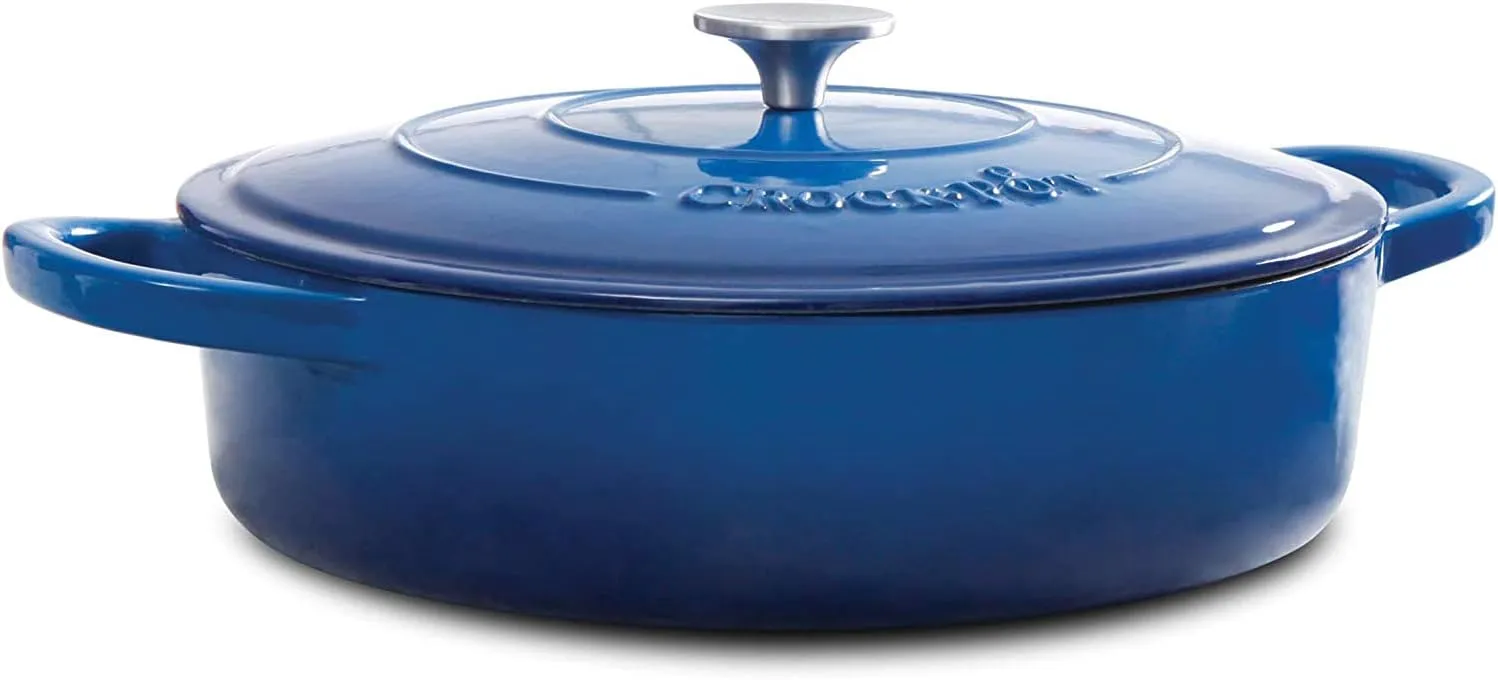 Crock-Pot Crock Pot Artisan Enameled Cast Iron Braiser W/Lid, 5 Quart, Sapphire Blue