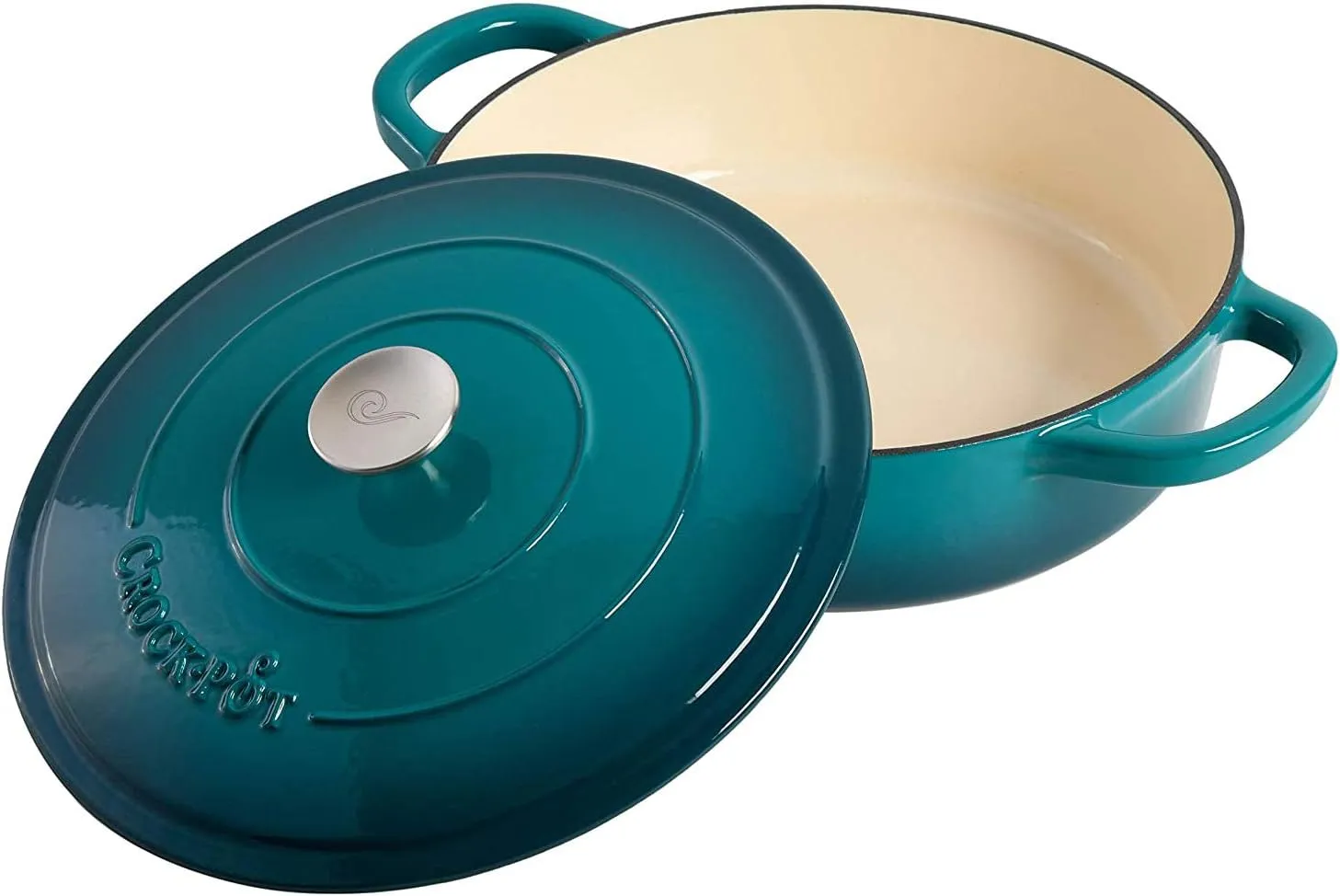 Crock-Pot Crock Pot Artisan Enameled Cast Iron Braiser W/Lid, 5 Quart, Teal Ombre