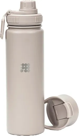 Cubitt Insulated Sports Hydro Water Bottle 24 oz, 2 Lids (Coffee Lid and Wide Mouth Twist Sports Lid), Stainless Steel, Double Walled. Cold for up to 24 hours, Hot for up to 12 hours Sand