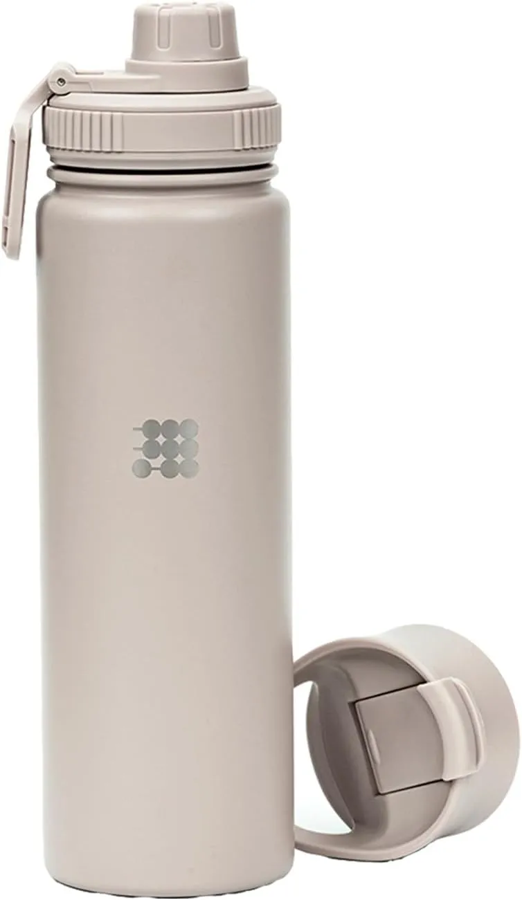 Cubitt Insulated Sports Hydro Water Bottle 24 oz, 2 Lids (Coffee Lid and Wide Mouth Twist Sports Lid), Stainless Steel, Double Walled. Cold for up to 24 hours, Hot for up to 12 hours Sand