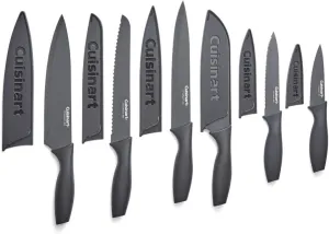 Cuisinart Block Knife Set, 12pc Ceramic Knife Set with 6 Blades & 6 Blade Guards, Lightweight, Stainless Steel, Durable & Dishwasher Safe, Matte Black