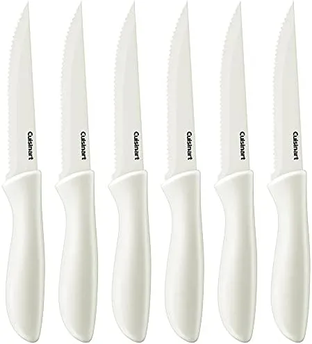 Cuisinart C55-6PCSW Advantage Ceramic Coated Serrated Steak Knife 12 Pieces Set White