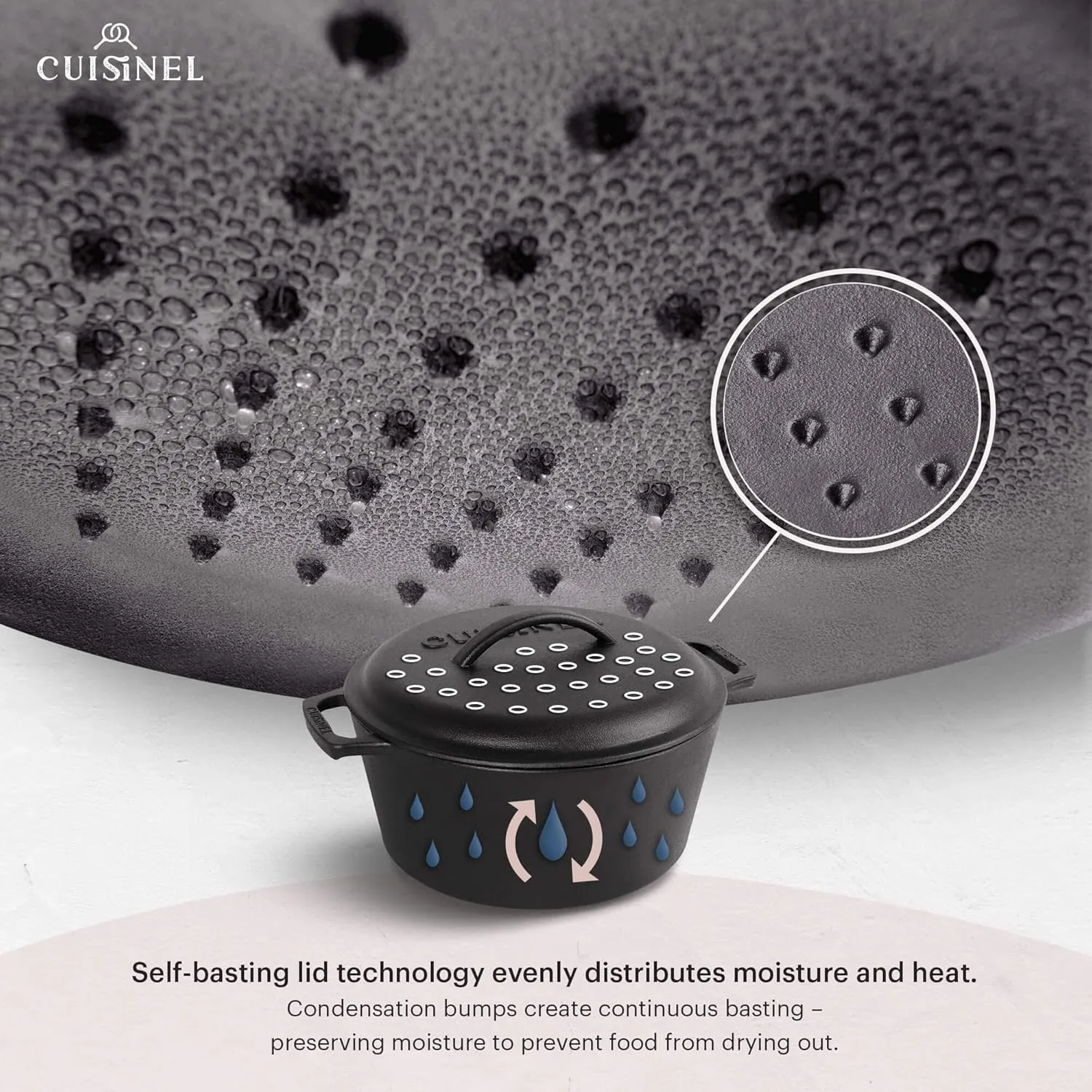Cuisinel Cast Iron Dutch Oven - 5-Quart Deep Pot   Lid   Pan Scraper   Handle Cover Grips - Large Pre-Seasoned Cooker for Baking Bread, Soup, Frying - Indoor/Outdoor Kitchen, Camping, Fire, BBQ Safe
