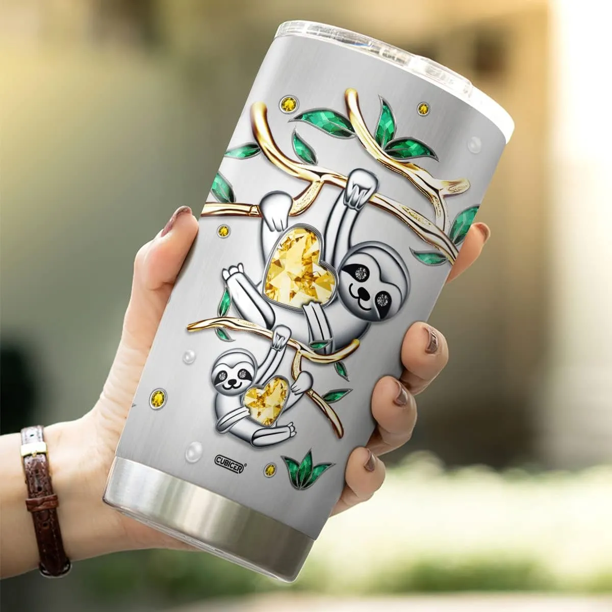Cute Sloth Tumblers Coffee Women Who Love Sloths Stainless Steel Tumbler 20 Oz Cup Mug Funny Wine Insulated Travel Mugs Gifts For Kitchen Accessories Birthday Christmas