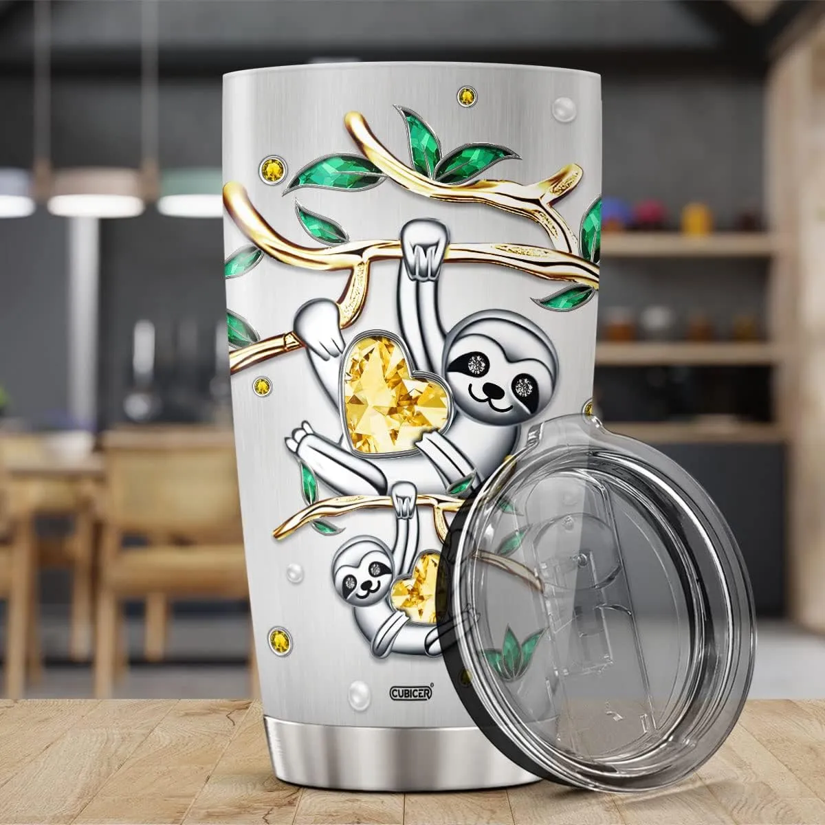 Cute Sloth Tumblers Coffee Women Who Love Sloths Stainless Steel Tumbler 20 Oz Cup Mug Funny Wine Insulated Travel Mugs Gifts For Kitchen Accessories Birthday Christmas