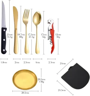 Cutlery Set Picnic Camping Picnic Set With 304 Stainless 10Pcs Tableware Dishes Steel Cutlery Set For 2Person E
