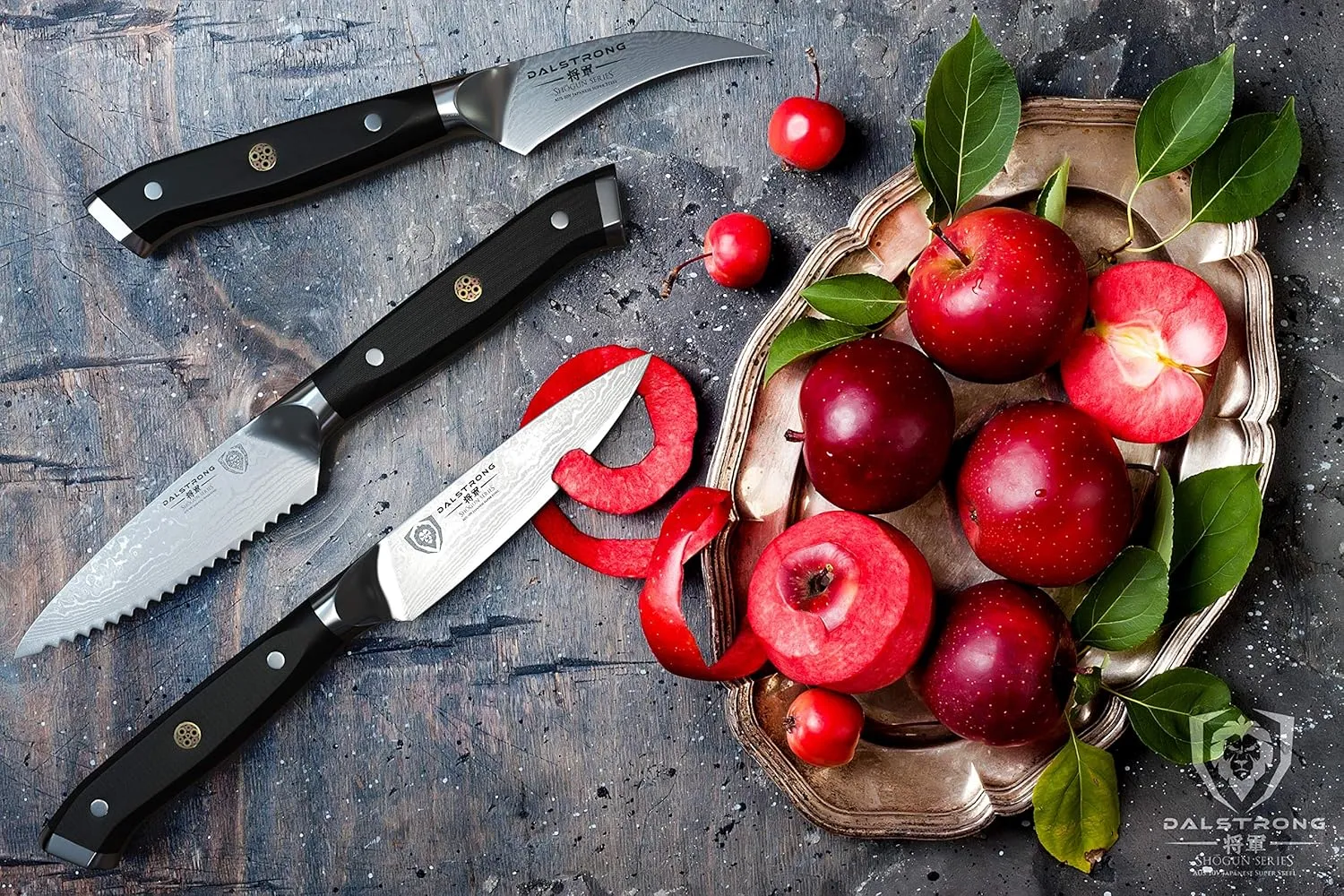 Dalstrong Paring Knife Set-Shogun Series 3pc-Damascus Japanese Super Steel Knife-3.5" Paring,3" Bird's Beak,3.5" Serrated-Razor Sharp Kitchen Set-w/Sheaths