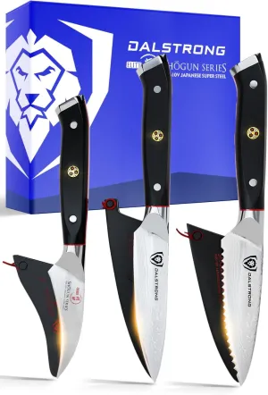 Dalstrong Paring Knife Set-Shogun Series 3pc-Damascus Japanese Super Steel Knife-3.5" Paring,3" Bird's Beak,3.5" Serrated-Razor Sharp Kitchen Set-w/Sheaths