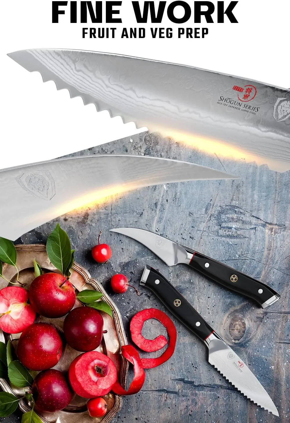 Dalstrong Paring Knife Set-Shogun Series 3pc-Damascus Japanese Super Steel Knife-3.5" Paring,3" Bird's Beak,3.5" Serrated-Razor Sharp Kitchen Set-w/Sheaths