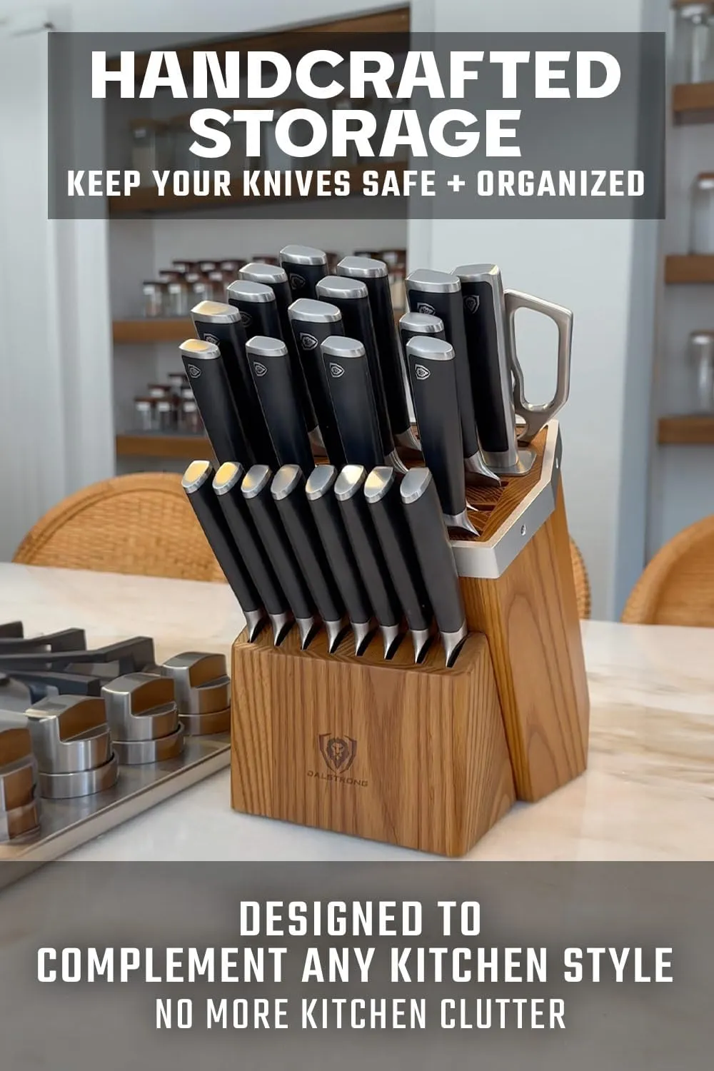 Dalstrong Vanquish Series-24pc Stainless Steel Knife Set with Block & Kitchen Scissors-Forged High Carbon German Steel-Knife Set w/POM Black Handle-NSF Certified-Men's Valentines Gift