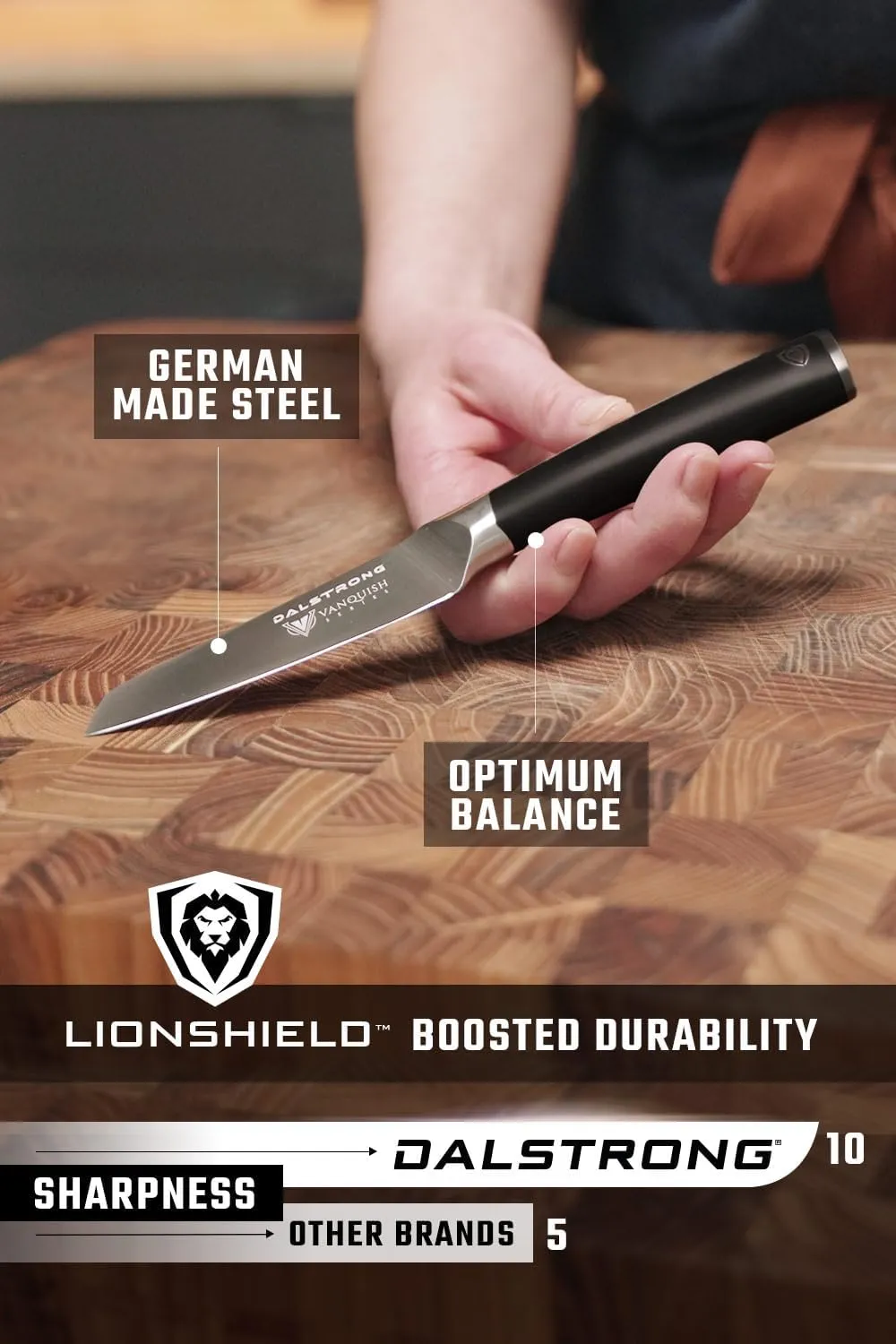 Dalstrong Vanquish Series-24pc Stainless Steel Knife Set with Block & Kitchen Scissors-Forged High Carbon German Steel-Knife Set w/POM Black Handle-NSF Certified-Men's Valentines Gift