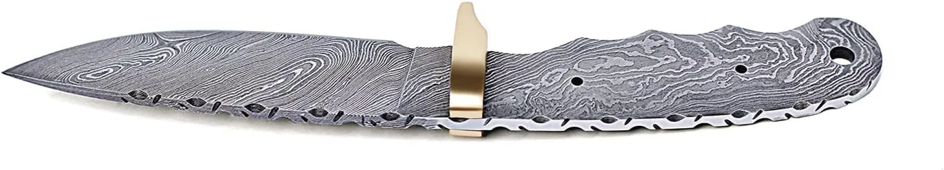 Damascus Hunting Knife Blank | Hand Forged Steel Blank Blade | knife Tang Blank | 9Inch Handmade Camping Knife Making Supplies | HUNT 05
