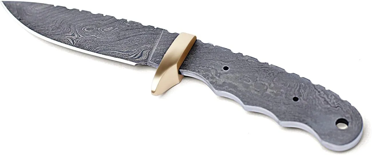 Damascus Hunting Knife Blank | Hand Forged Steel Blank Blade | knife Tang Blank | 9Inch Handmade Camping Knife Making Supplies | HUNT 05