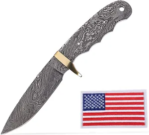 Damascus Hunting Knife Blank | Hand Forged Steel Blank Blade | knife Tang Blank | 9Inch Handmade Camping Knife Making Supplies | HUNT 05