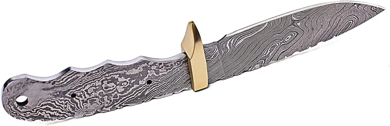 Damascus Hunting Knife Blank | Hand Forged Steel Blank Blade | knife Tang Blank | 9Inch Handmade Camping Knife Making Supplies | HUNT 05