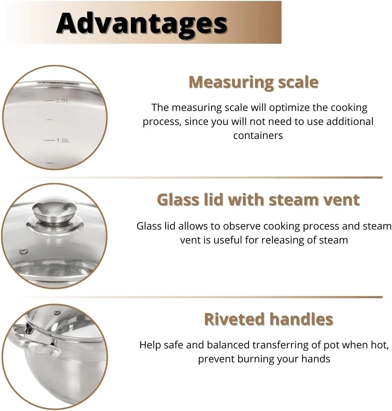 Daniks Classic 12-Piece Stainless Steel Induction Cookware Set – Dishwasher Safe Saucepan, Frying Pan, and Pots with Lids, Measuring Scale, Silver