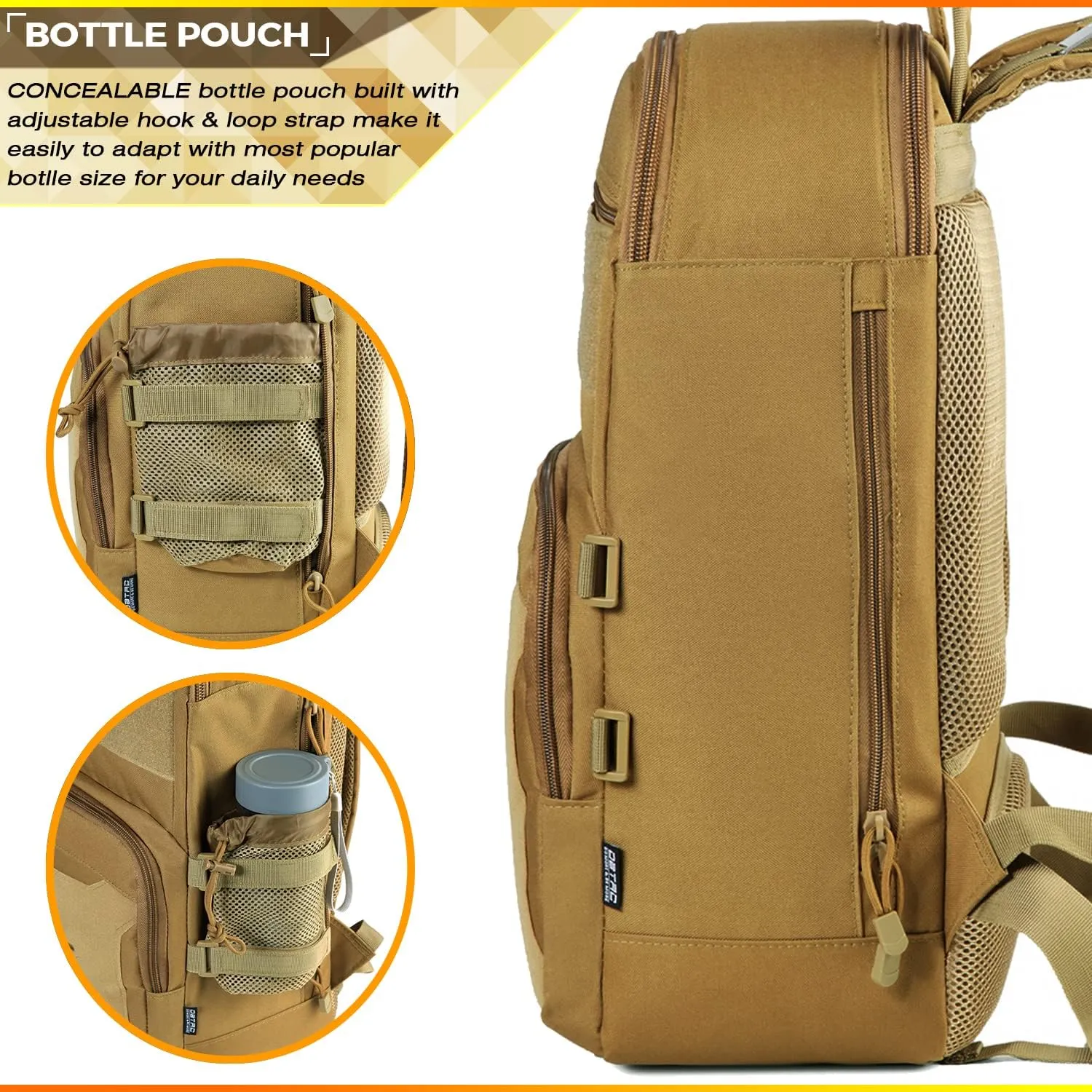 DBTAC Tactical Lunch Backpack, Large Lunch Cooler for Men Women | Backpack Coolers insulated for Work Picnic Travel (Tan, 24-Cans)