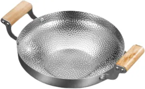 DECHOUS Single Person Fire Boiler Stainless Steel Wok Pan Non Stick Frying Pan Easy to Use Lightweight Camping Stew Pot
